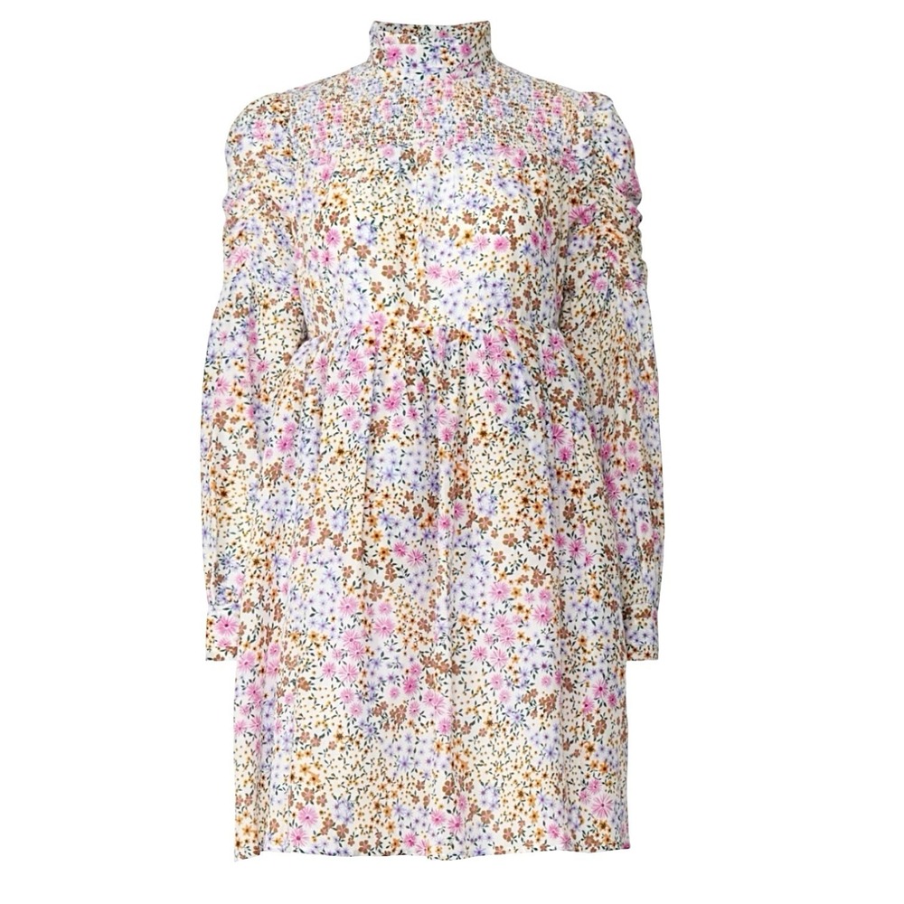 MUNTHE Long Sleeve Mini‎ Babydoll Dress Size 8 Silk Cotton Blend